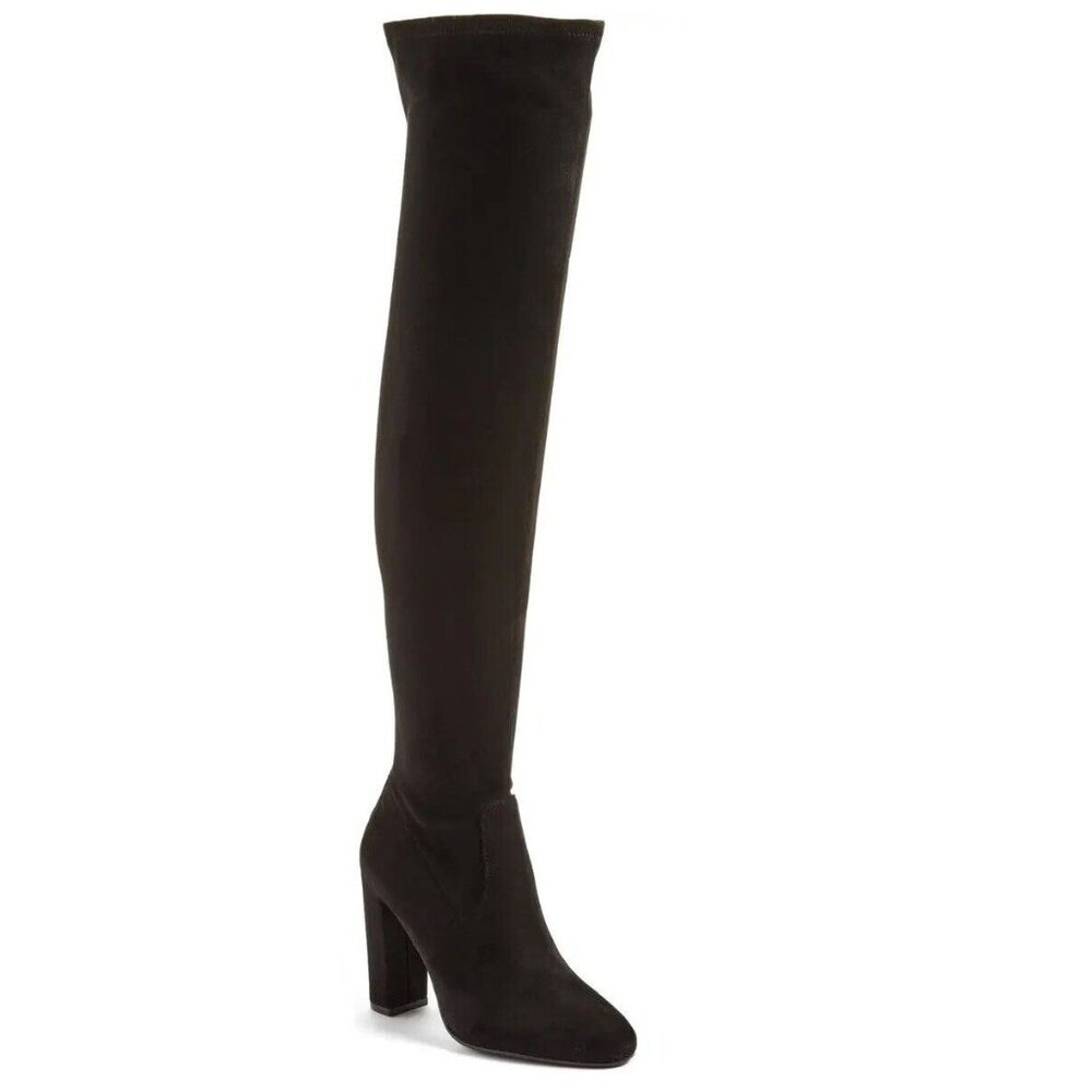 Steve Madden Emotions Stretch Over the Knee Boot, Black Fabric, Womens Size 8.5